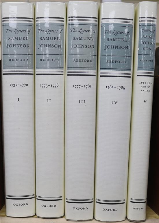 Johnson, Samuel - The Letters of Samuel Johnson, edited by Bruce Redford, 4 vols and appendix, Oxford 1992-94 (5)
